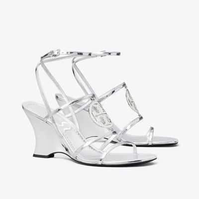 Shop Tory Burch Capri Miller Wedge Sandal In Argento/silver