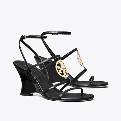 Shop Tory Burch Capri Miller Wedge Sandal In Perfect Black/gold