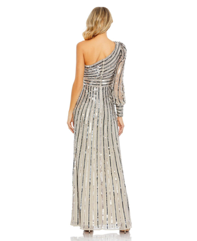 Shop Mac Duggal Women's One Shoulder Gown In Platinum