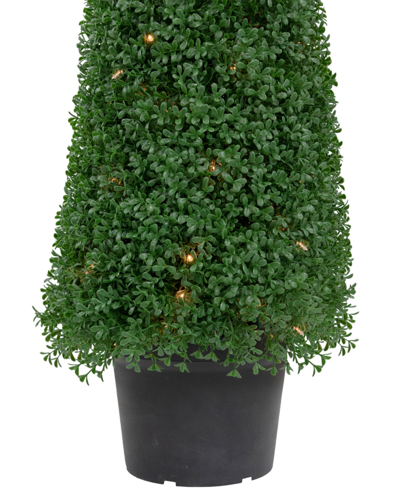 Shop Northlight 3' Pre-lit Artificial Boxwood Cone Topiary Tree With Round Pot Clear Lights In Green