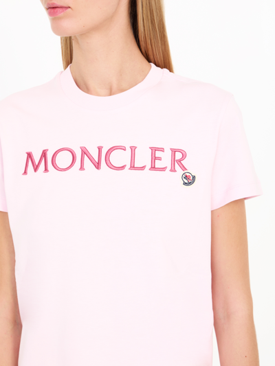Shop Moncler Logo Tshirt In Pink