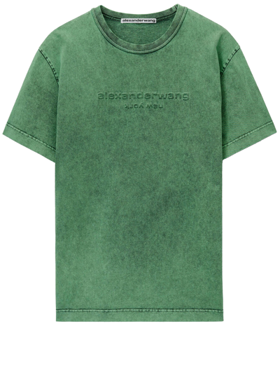 Shop Alexander Wang Embossed Logo Tshirt In Green