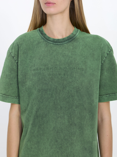 Shop Alexander Wang Embossed Logo Tshirt In Green