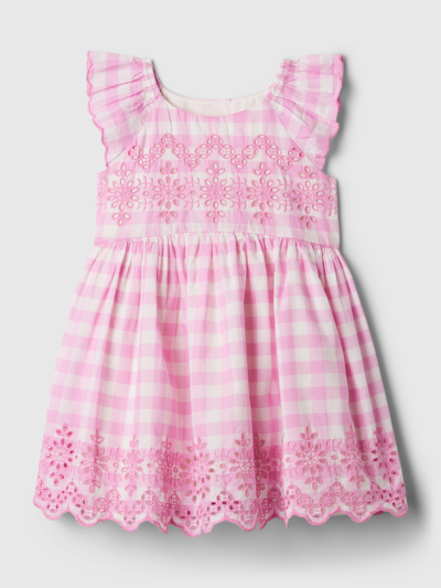 Shop Gap Baby Eyelet Dress In Pink Gingham