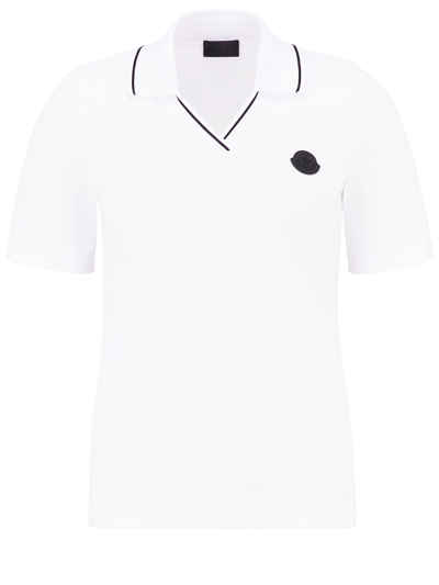 Shop Moncler Logo Polo Shirt In White