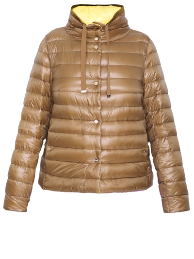 Herno Reversible Down Puffer Jacket In Camel
