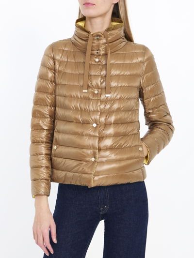 Herno Reversible Down Puffer Jacket In Camel