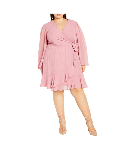 Shop City Chic Plus Size Dobby Ruffles Dress In Pink