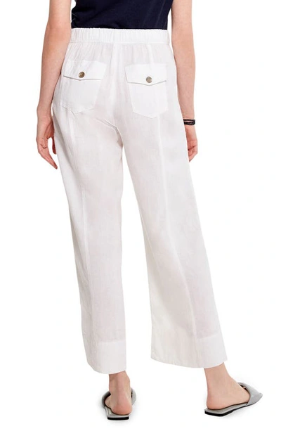 Nic + Zoe Rumba Park Slit Hem Linen Blend Wide Leg Pants In Paper White