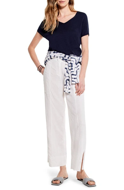 Nic + Zoe Rumba Park Slit Hem Linen Blend Wide Leg Pants In Paper White