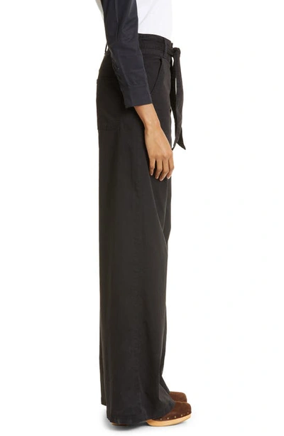 Veronica Beard Mohan High Waist Flare Leg Stretch Cotton Pants In Black