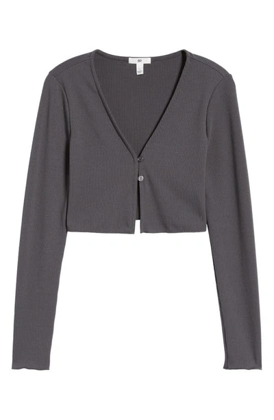 Bp. Rib Crop Cardigan In Gray Dark