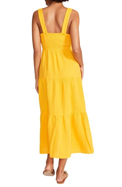 Steve Madden Amira Tiered Cotton Midi Dress In Saffron