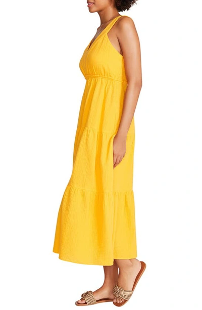 Steve Madden Amira Tiered Cotton Midi Dress In Saffron