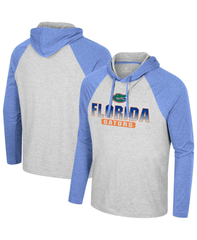 Colosseum Men's  Heather Gray Florida Gators Hasta La Vista Raglan Hoodie Long Sleeve T-shirt In Heather Gray