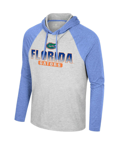 Colosseum Men's  Heather Gray Florida Gators Hasta La Vista Raglan Hoodie Long Sleeve T-shirt In Heather Gray