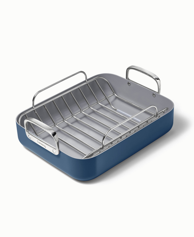 Shop Caraway Non-stick Ceramic-coated 16.5" Roasting Pan With Rack In Navy