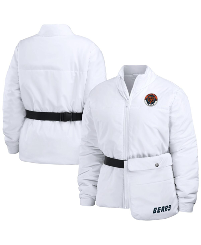 Wear By Erin Andrews White Chicago Bears Packaway Full-zip Puffer Jacket In White