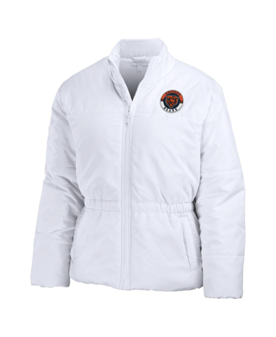 Wear By Erin Andrews White Chicago Bears Packaway Full-zip Puffer Jacket In White