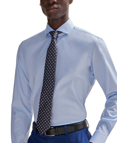 Shop Hugo Boss Boss By  Men's Micro Pattern Silk-jacquard Tie In Dark Blue
