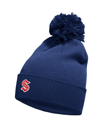 Shop Adidas Originals Men's Adidas Seattle Kraken Deep Sea Blue 2024 Nhl Winter Classic Cuffed Knit Hat With Pom