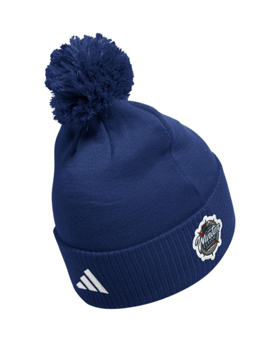 Shop Adidas Originals Men's Adidas Seattle Kraken Deep Sea Blue 2024 Nhl Winter Classic Cuffed Knit Hat With Pom
