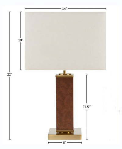 Martha Stewart Hawley Faux Leather Table Lamp In Gold,brown