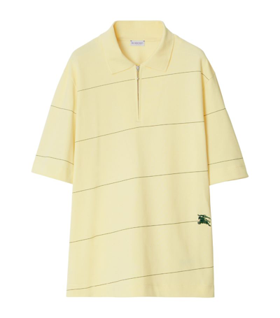 Shop Burberry Cotton Striped Polo Shirt In Yellow