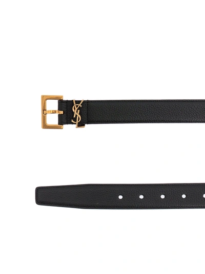 Shop Saint Laurent Hammered Leather Belt
