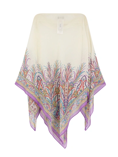 Shop Etro Voile Cape With Iconic Print