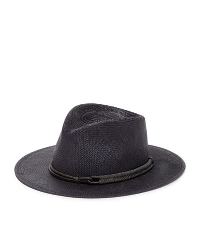 Shop Brunello Cucinelli Straw Fedora Hat In Black