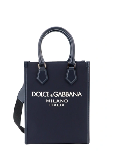 Shop Dolce & Gabbana Nylon And Leather Handbag With Embossed Logo