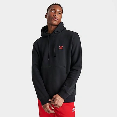 Shop Adidas Originals Adidas Men's Originals Trefoil Essentials Pullover Hoodie In Black/scarlet