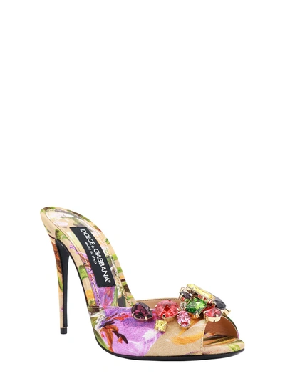 Shop Dolce & Gabbana Fabric Sandals With Floral Motif