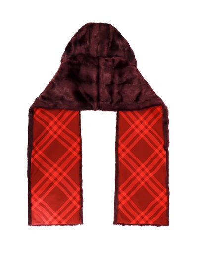 Shop Burberry Faux Fur Scarf With Hood
