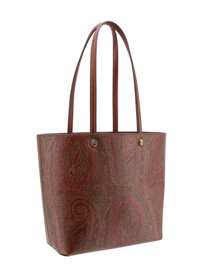 Shop Etro Shoulder Bag In Coated Canvas With Paisley Motif