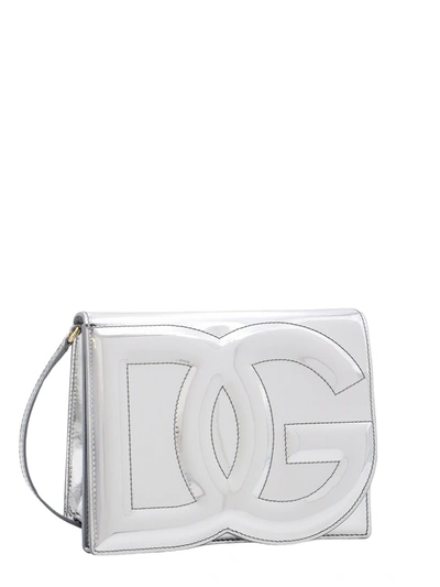 Shop Dolce & Gabbana Mirrored Leather Shoulder Bag With Frontal Monogram