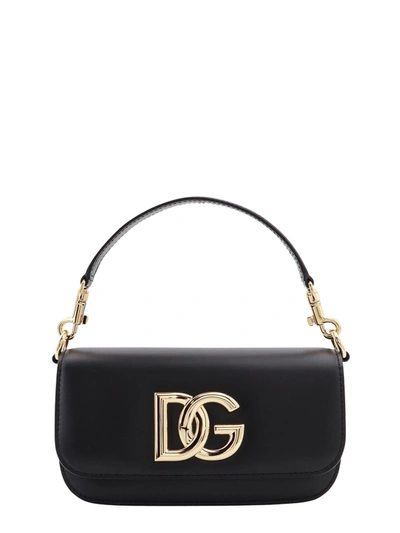 Shop Dolce & Gabbana Leather Shoulder Bag With Metal Monogram