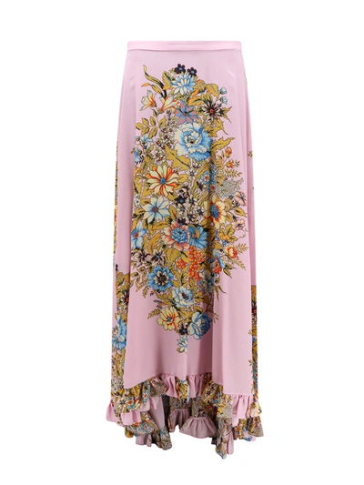Shop Etro Silk Skirt With Multicolor Print