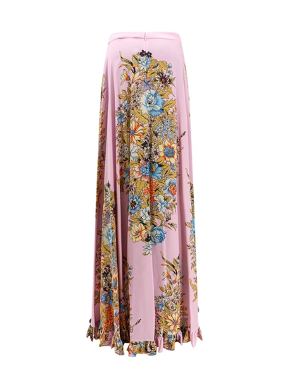 Shop Etro Silk Skirt With Multicolor Print