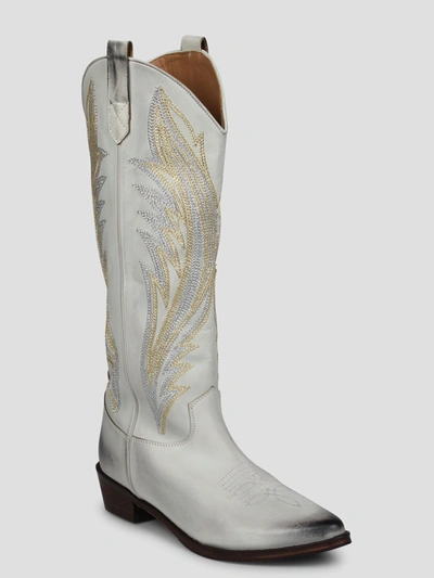 Shop Coral Blue Threads Embroidery Leather Boot