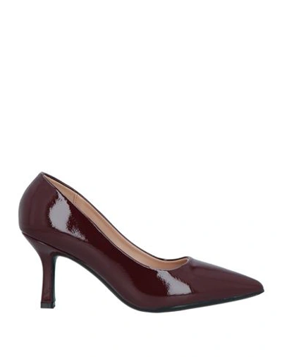 Shop Francesco Milano Woman Pumps Burgundy Size 7 Soft Leather In Red