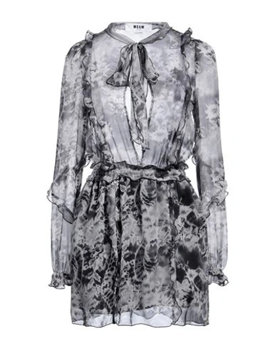 Msgm Woman Mini Dress Midnight Blue Size 2 Silk In Blue