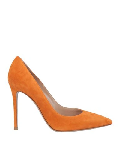 Shop Gianvito Rossi Woman Pumps Orange Size 10 Soft Leather