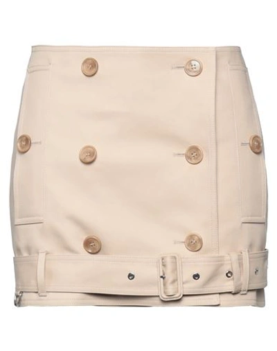Shop Burberry Woman Mini Skirt Beige Size 8 Cotton