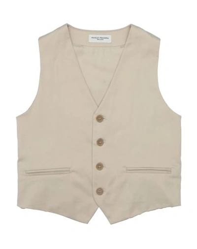 Paolo Pecora Toddler Boy Tailored Vest Beige Size 6 Polyester, Cotton, Elastane In Beige