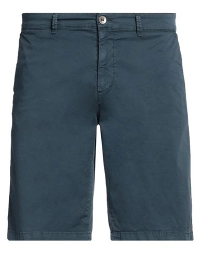 Shop Brooksfield Man Shorts & Bermuda Shorts Navy Blue Size 38 Cotton, Elastane