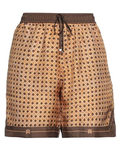 Shop Amiri Woman Shorts & Bermuda Shorts Brown Size S Silk