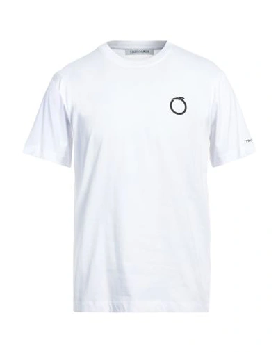 Shop Trussardi Man T-shirt Off White Size S Cotton