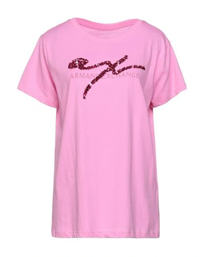 Shop Armani Exchange Woman T-shirt Pink Size M Cotton